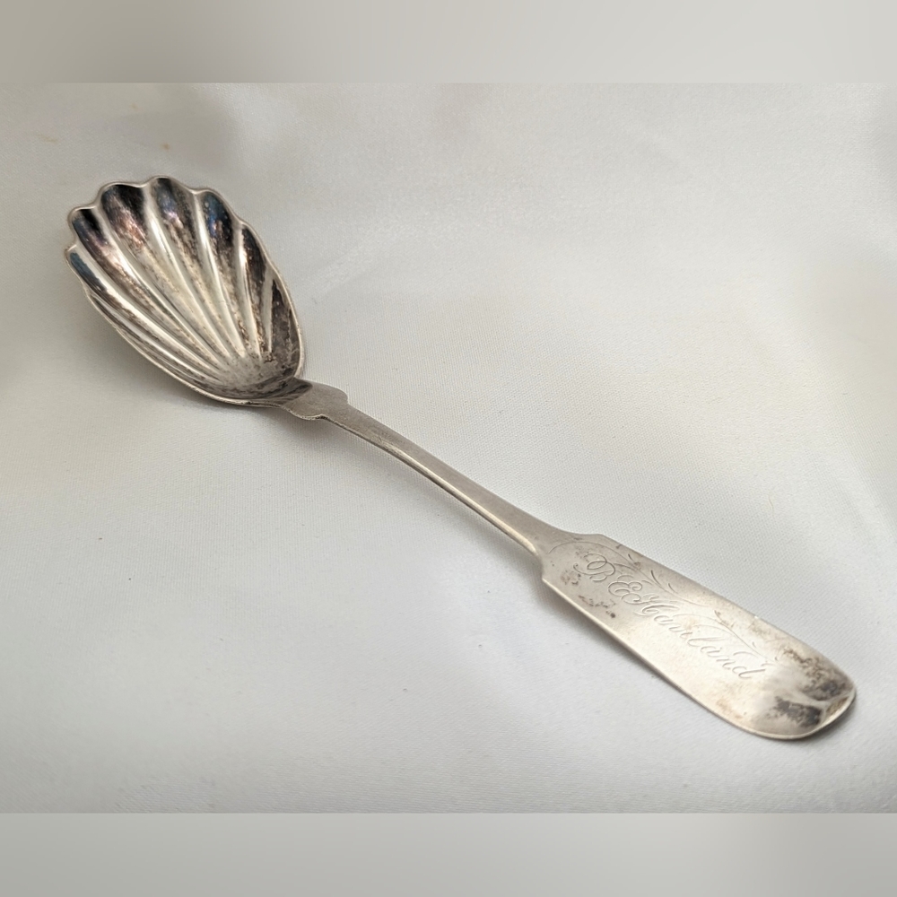 Antique Pure Coin Steward and Stevons Scalloped Sugar spoon
